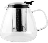 Café Olé Murano Théière 1000 ml / 35 oz/Pour 4 à 6 personnes, théière en verre, panier infuseur en acier inoxydable, théière contemporaine, bec verseur lisse