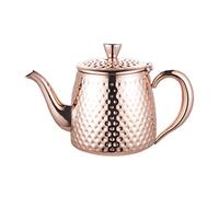 Café Olé Sandringham Théière avec effet martelé en acier inoxydable 18/10 - fini cuivre, argent, 35oz, 1.0L