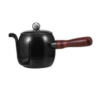 Cafetière à Long Bec Poignée en Bois, Acier Inoxydable Noir | Résistante à Chaleur, Facile à Nettoyer, Anti-éclaboussures, Usage Café et Bureau, Bec Allongé