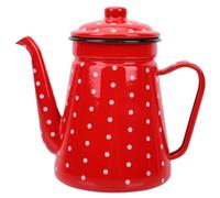 Cafetière émaillée de 1,5 litre, à bec étroit, rouge émaillé, avec un grand bec verseur