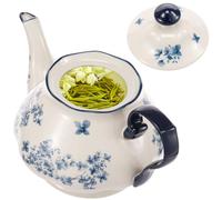 Cafetière en porcelaine 1,3 l - Théière en porcelaine bleue et blanche - Théière en céramique - Esthétique orientale - Pour thé de l'après-midi, fêtes d'anniversaire, Noël, mariages
