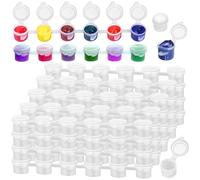 Caffox Lot de 240 mini pots de peinture vides en acrylique avec couvercle pour salles de oles et travaux manuels 3 ml