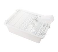 Cage D’élevage pour Rats de Laboratoire Rectangulaire, Ventilée | Acier Inoxydable et PP, Couvercle Grillagé, Base Plastique, Visibilité Claire, Blanc