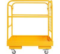 Cage de sécurité pour chariot élévateur, capacité de charge de 1200 lb, plate-forme de travail pliable pour chariot élévateur de 36 x 36 pouces avec roues pivotantes verrouillables, trou de drainage e