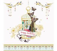 Cage Happy Birthday - Carte Postale 3 Volets Avec Enveloppe