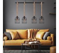 Cage lampe suspendue salle à manger éclairage plafonnier noir mat sisal pendentif vintage