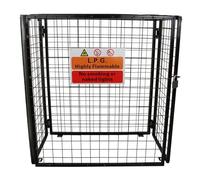 Cage Métallique de Rangement Gaz Acier Noir - 118 x 92 x 60 cm Butane Propane Intérieur Extérieur Coffre Sécurisé 3 x 19 kg [Autocollant Sécurité, Cadenas & Clés Inclus]