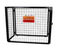 Cage Métallique de Rangement Gaz Acier Noir - 87 x 90 x 49 cm Butane Propane Intérieur Extérieur Coffre Sécurisé 2 x 19 kg [Autocollant Sécurité, Cadenas & Clés Inclus]