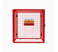 Cage Métallique de Rangement Gaz Acier Rouge - 90 x 80 x 43 cm Butane Propane Intérieur Extérieur Coffre Sécurisé 6 x 19 kg [Autocollant Sécurité, Cadenas & Clés INCLUS]