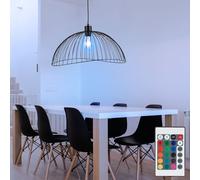 Cage pendule plafonnier dimmable rétro suspension TÉLÉCOMMANDE dans un ensemble comprenant des ampoules LED RVB