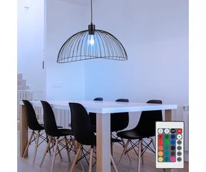 Cage pendule plafonnier dimmable rétro suspension TÉLÉCOMMANDE dans un ensemble comprenant des ampoules LED RVB