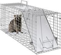 Cage-piège pour animaux vivants, 78,7 cm x 25,4 cm x 30,5 cm Piège à chat sans cruauté en fer galvanisé, piège pliable pour animaux avec poignée pour lapins, chats errants, écureuils, ratons laveurs,
