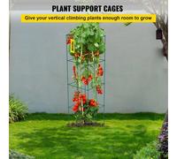 Cages à tomates, 30 cm x 30 cm x 117 cm, lot de 10 cages carrées pour soutenir les plantes, tours à tomates en acier recouvertes de PVC vert pour les légumes grimpants, les plantes, les fleurs et les 