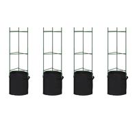 Cages à tomates avec sacs de plantation 4 pcs. 116 cm acier et PP
