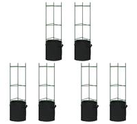 Cages à tomates avec sacs de plantation 6 pcs. 116 cm acier et PP