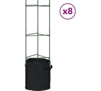 Cages à tomates avec sacs de plantation 8 pcs. 116 cm acier et PP
