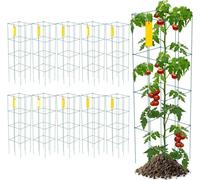 Cages à tomates - Cage de support de plantes en acier carrée - 10 pièces - 3,8 pieds - Vert - Gartenorest - Durable et résistant