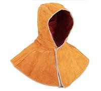 Cagoule de soudage Chapeau de châle de soudage avec cou et épaules Drapé en cuir de vachette Capuche de soudage en cuir à deux couches Isolation thermique anti-goutte Protection de la sécurité du trav
