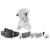 Cagoule légère 3M Speedglas Versaflo Premium S655 kit de démarrage, y compris support de tête Joint de cou avec protection respiratoire à ventilation assistée Adflo avec tuyau d'air QRS, adaptateur, d
