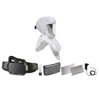 Cagoule légère 3M Speedglas Versaflo Premium S657 kit de démarrage, y compris support de tête et bavette intérieure avec protection respiratoire à ventilation assistée Adflo avec tuyau d'air QRS, adap