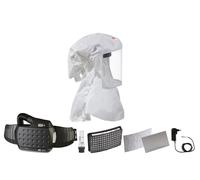 Cagoule légère jetable 3M Speedglas Versaflo S433L, protection du cou et des épaules, taille M/L avec protection respiratoire à ventilation assistée Adflo avec tuyau d'air QRS, adaptateur, débitmètre