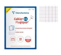 Cahier Magique couverture ardoise double-face effaçable piqué 17x22cm 48 pages grands carreaux (Seyès tricolore) - Rouge