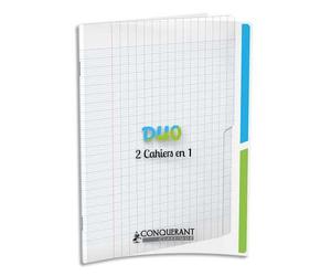 Cahier 2 sections Conquerant classique agrafe 170x220 96p 90g seyes polypro incolore