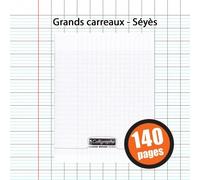 Cahier piqué 8000 POLYPRO 24x32 cm 140 pages grands carreaux 90 g - Incolore