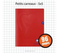 Clairefontaine Cahier piqué Mimesys 24x32 cm 96 pages petits carreaux couverture polypropylène Rouge