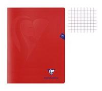 Clairefontaine Cahier piqué Mimesys 24x32 cm 96 pages petits carreaux couverture polypropylène Rouge