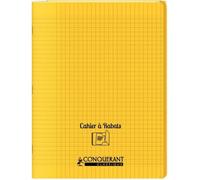 Cahier 48 pages seyès 90 g avec couverture polypropylène jaune 3 rabats, format 24 x 32 cm CONQUERANT