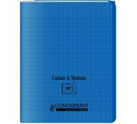 Cahier a rabat Conquerant classique agrafe 170x220 96p 90g seyes polypro bleu