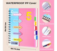 Cahier à 5 sujets, ligné, avec onglets de séparation, 220 pages, format 5x7 pouces, pour femmes, petit cahier pour le travail, cahier spirale A5 pour la prise de notes, l'école, numéro de couverture 5