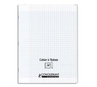 Cahier a rabat Conquerant classique agrafe 170x220 96p 90g seyes polypro incolore