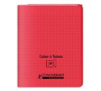 Cahier a rabat Conquerant classique agrafe 170x220 96p 90g seyes polypro rouge