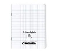 Cahier a rabat Conquerant classique agrafe 170x220 96p 90g seyes polypro incolore