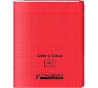 Cahier a rabat Conquerant classique agrafe 170x220 96p 90g seyes polypro rouge
