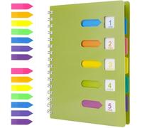 Cahier à Spirale A5 avec 2 Onglets,Bloc-Notes de Projet A5 avec 5 Intercalaires de Couleur,Cahier Reliure à Spirales,Carnet de