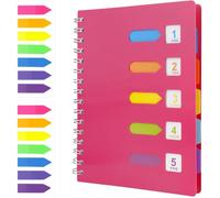 Cahier à spirale A5 avec intercalaires - ESTAMPILLE - Rose - 21x14,8 cm - 5 intercalaires - 120 pages