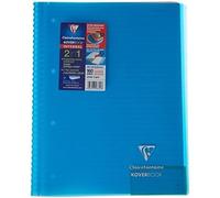 Cahier reliure intégrale enveloppante Koverbook A4+ 160 pages ligné sans marge détachables perforé 4 trous couverture polypropylène transparent - Assortis