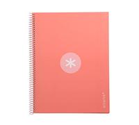 Cahier à spirale leiderpapel a4 micro antartik couverture doublée 80h 90 gr boîte 5mm 1 bande 4 trous rose clair