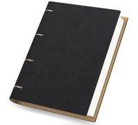 Cahier à spirales A4, couverture en cuir PU, réutilisable, quadrillé, 100 g/m², 150 feuilles, noir, 21,5 x 28 cm