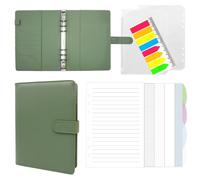 Cahier à spirales A5 en cuir, de couleur verte, rechargeable, avec 160 feuilles et accessoires
