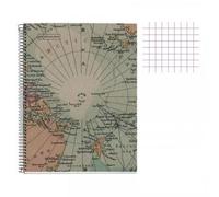 Cahier - A4 21x29,7(Cm) - Petits Carreaux - 80 Pages - Couverture En Carton - À Spirale - Carte