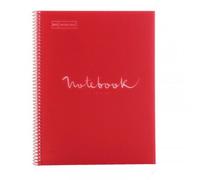 Miquelrius - Cahier A4 Carnet Emotions, 80 Feuilles 90 g/m², Seyès ligné, Bordure 1 couleur, Spirale microperforée, Couverture polypropylène, Perforation 4 trous, Rouge