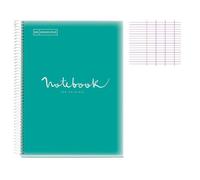Miquelrius - Cahier A4 Carnet Emotions, 80 Feuilles 90 g/m², Seyès ligné, Bordure 1 couleur, Spirale microperforée, Couverture polypropylène, Perforation 4 trous, Turquoise