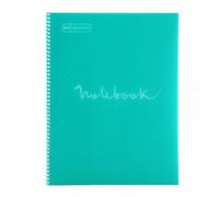Miquelrius - Cahier A4 Carnet Emotions, 80 Feuilles 90 g/m², Seyès ligné, Bordure 1 couleur, Spirale microperforée, Couverture polypropylène, Perforation 4 trous, Turquoise
