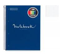 Miquelrius - Cahier A4 Carnet de Notes Emotions, 120 Feuilles 90 g/m², Grille 5 x 5 mm, 5 Bandes de couleur, Spirale microperforée, Couverture extra-dure, 4 Trous, Couleur Bleu Marine