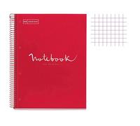 Miquelrius – Cahier A4 Emotions, 120 feuilles 90 g/m², petits carreaux 5x5 mm, spirale, rouge