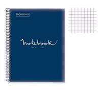 Cahier - A4 (21x29,7cm) - Petits carreaux - 120 pages - couverture en polypro bleu marine - à spirale - Miquelrius G